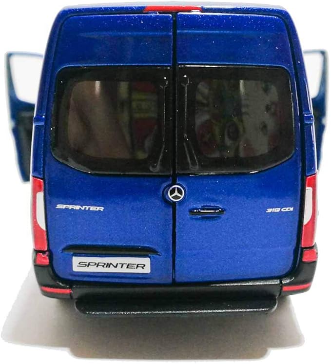 KiNSMART - Mercedes-Benz Sprinter Cargo Van 1:48 O Scale 5" Die Cast Metal Model Toy Van, Pull-Back Action (Blue)