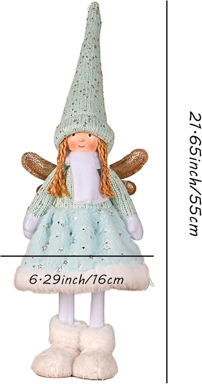 Dedrian11 Christmas Decor Handcrafted Fabric Angel Doll, Festive Elf Figurine with Whimsical Charm,Ornament & Gift for Women, Christmas Tree Decor & Home Accent (Mint Blue)