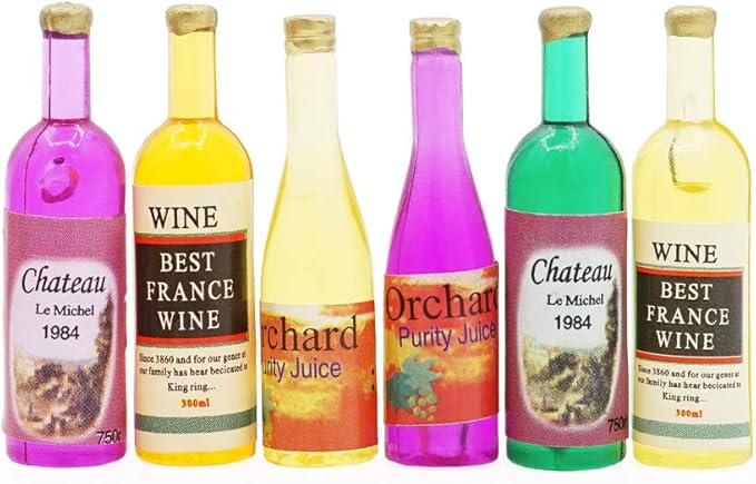 Odoria 1/12 Miniature Wine Bottles 6Pcs Dollhouse Decoration Accessories