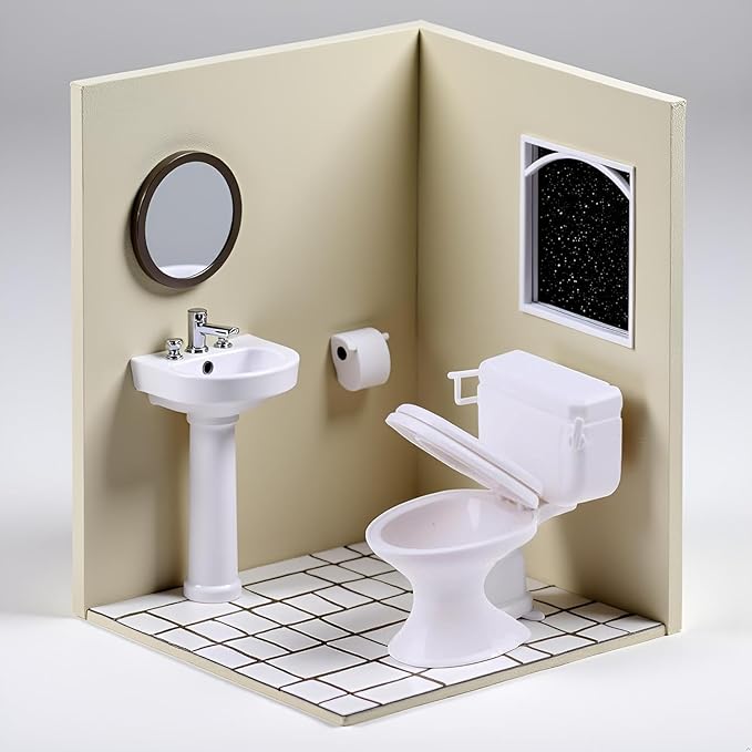1:12 Scale Miniature Bathroom Toilet - Realistic Dollhouse Furniture for DIY Crafts, Dioramas and Architectural Models