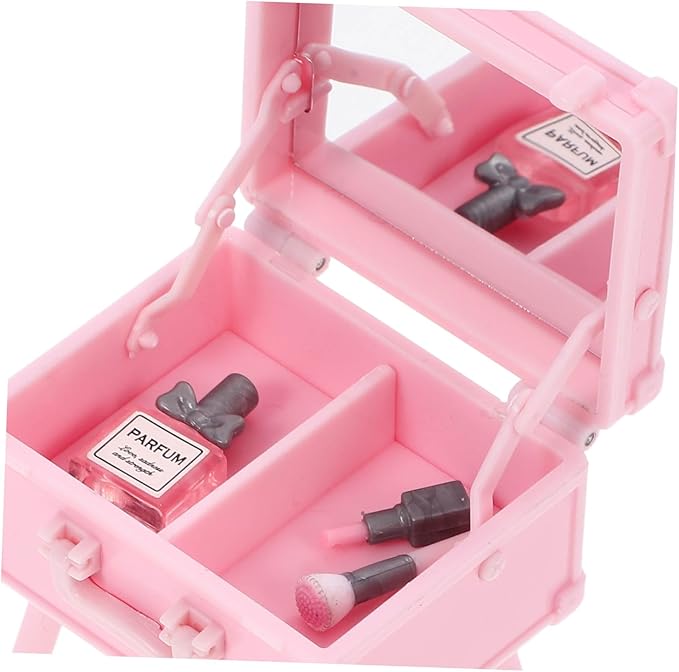 Garneck 1set Makeup Storage Box Model Dollhouse Decor Scale Cosmetics Organizer for Dollhouse Elegant Design Interior Compartments for Miniature Collectors