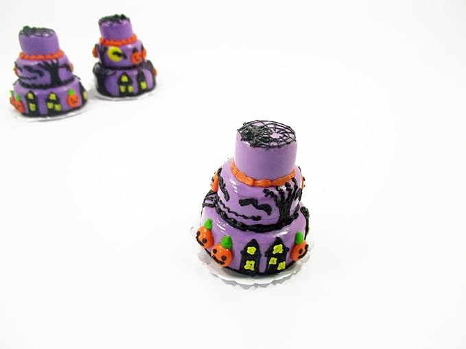 New Dollhouse Miniature Food 3 Layer Halloween Cake Seasonal Sweet Cake 15993