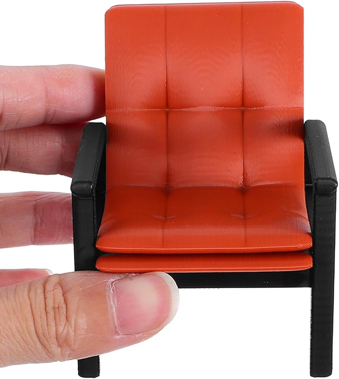 LOGOFUN Dollhouse Single Sofa Armchair 1:12 Scale Vintage Miniature Single Sofa Chair for Dollhouse Living Room Bedroom Accessory