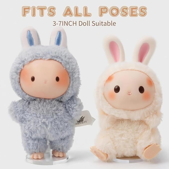 MDOWOK Adjustable Doll Stand for Sitting & Standing Positions - Premium Acrylic Base Display Holder for 3-7" Figures, (White 2 Set )