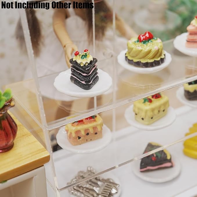 Odoria Dollhouse Cake Dessert Miniature: 40Pcs 1/12 Scale Bakery Pastries with Plates Silverware for Tea Party Picnic - Mini Realistic Baking Food Resin - Tiny Kitchen Tableware Cutlery