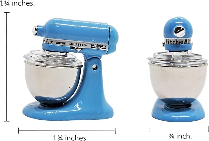ChangThai Design Tiny 1¼" High Blue Bread Dough Mixer Kneader Machine Movable Figurine Steel and Resin Miniature Decoration Accessories Replica Decorative Collectible Figurines Home Décor Gifts