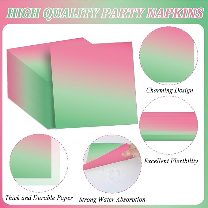 96Pcs Witch Birthday Party Decorations Gradient Pink and Green Tableware Witch Theme Paper Plates Napkins Forks Movie Dinnerware Party Supplies for Women Girls Birthday Baby Shower Serves 24 Guests