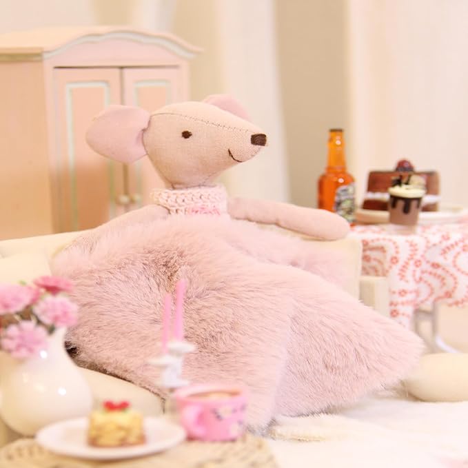 Funky Mini House Miniature Dollhouse Rug - 3 PCS 1:12 Scale Mini Soft Plush Carpet Dollhouse Accessories Ideal for Dollhouse Bedroom/Living Room Decor & DIY Craft Projects (Pink)