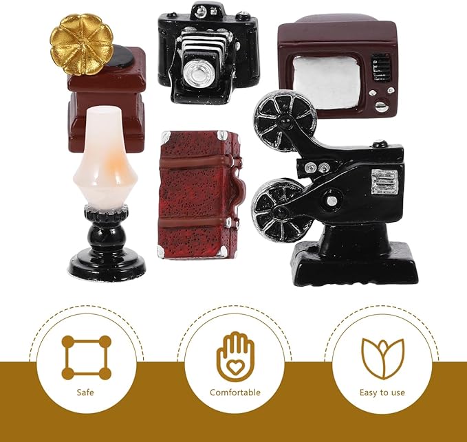 ifundom Miniature Retro Camera Ornament Dollhouse Furniture Decor Vintage Home Accessories Mini House Decor for Living Room Bedroom Display 0.86 Inch