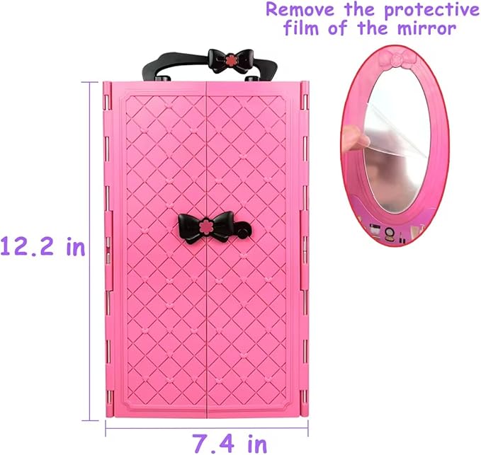 75PCS Doll Clothes and Accessories with Closet for 11.5 Inch Doll - Fashion Design Set Including Wedding Dress Fashion Dresses Outfits Tops and Pants Hangers Bags for Girls