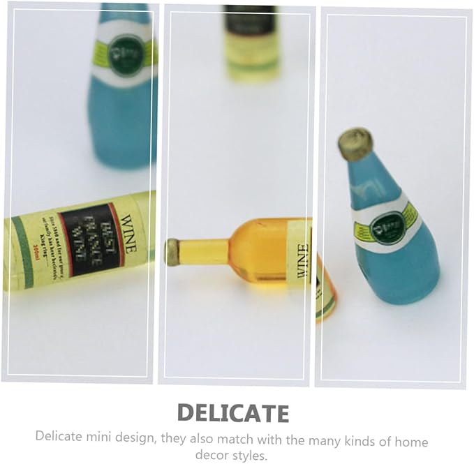BCOATH 3Pcs Miniature Wine Bottles Charming Dollhouse Accessories for Mini House Decoration Birthday Party Cake Toppers Creative DIY Scene Models