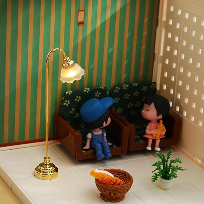 TOYANDONA Miniature Dollhouse Floor Lamp 1:12 Scale – Battery Operated Led Mini Floor Light for Dollhouse Furniture Decor, Realistic Mini House Lighting & Photo Props