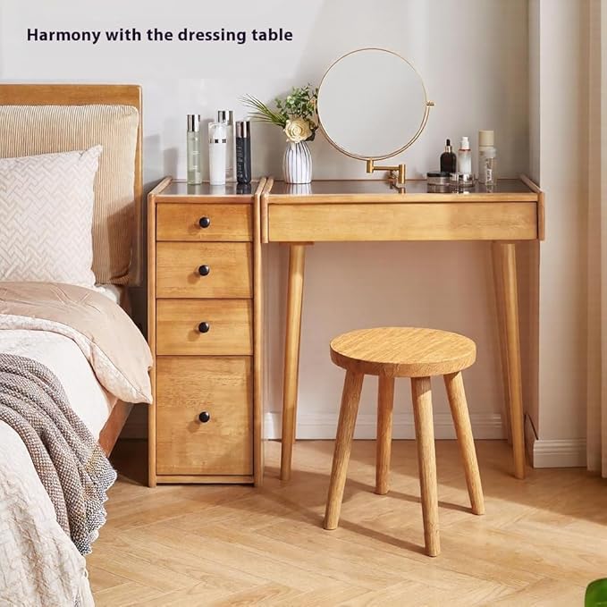 Wooden Stools Dining Chair Table Chair Dressing Stool Kitchen Bar Stool Side Table Round Suitable for Bedroom Living Room Dining humidifier Stand Plant Stand (Natural Wood Color)