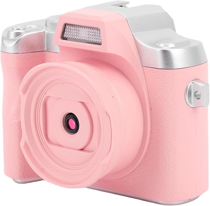 Zunate Mini Keychain Camera, 48MP HD Mini Retro Digital Camera, Portable Small Cameras Vintage Compact Micro Cameras, 1.54 inch HD Screen for Travel Study Recording (Pink)