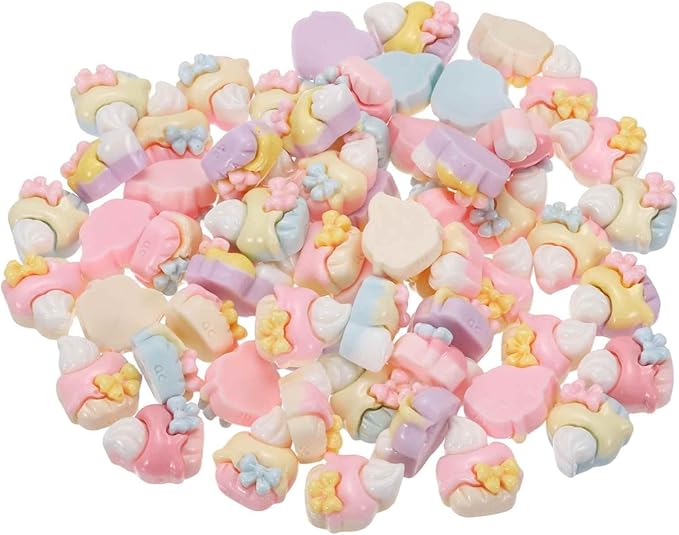 Mini Cute Cream Cake Decor, Miniature Doll Food Crafts for Dollhouse & Landscape & Mini Kitchen & Micro Fairy Garden & DIY Craft Decorations(Light Colors, 100pcs)