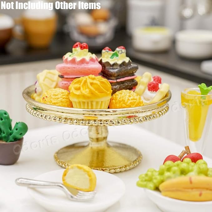 Odoria 1/6 Miniature Cake Stand Dollhouse Decoration Accessories, Gold