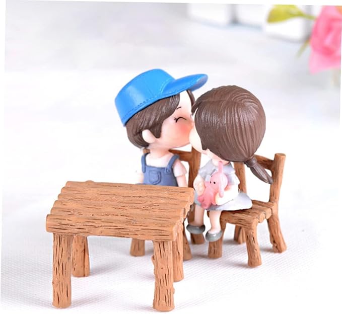 Miniature Table and Chairs Set, Fairy Garden Furniture Ornaments, Miniature Table and Chairs Set for Dollhouse Accessories, Home Micro Landscape Decoration Display