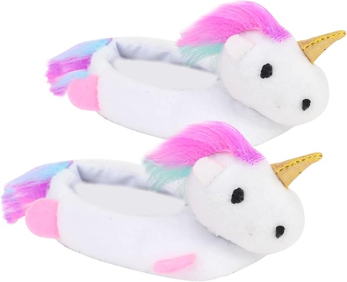 Sophia's Unicorn Slippers with Rainbow Hair and Gold Horn for 18 Inch Dolls, White