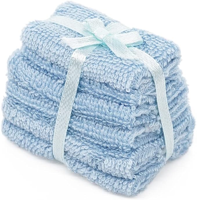 Odoria 1/12 Miniature Bathroom Towels Dollhouse Decoration Accessories, Blue