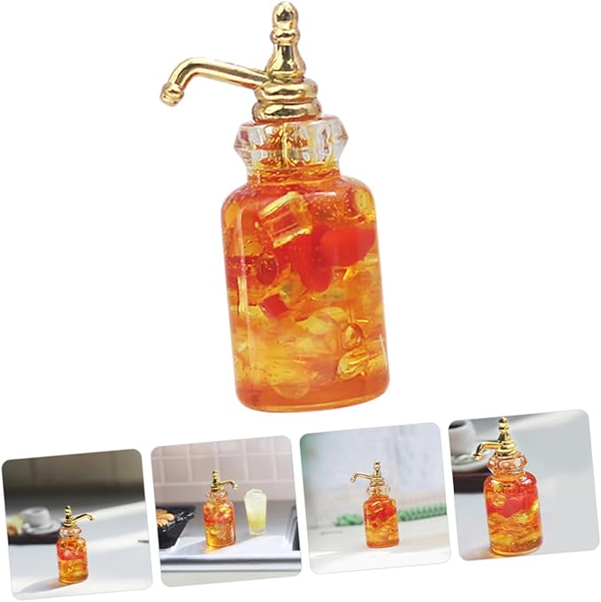 Generic Miniature Fruit Wine Drink Realistic Mini Glass Jar Beverage Bottles for Dollhouse Play Kitchen Accessories Reborn Doll Bottles Photography Props Micro Scene Decor