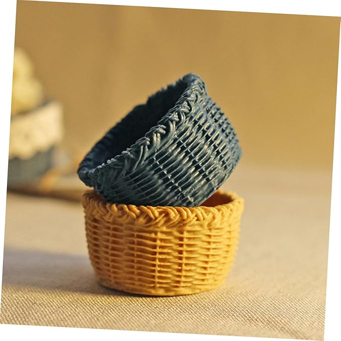Totority Mini Basket Model 3Pcs Resin Miniature Dollhouse Baskets Creative Storage Ornament for 1 12 Scale Mini House Decor Accessories