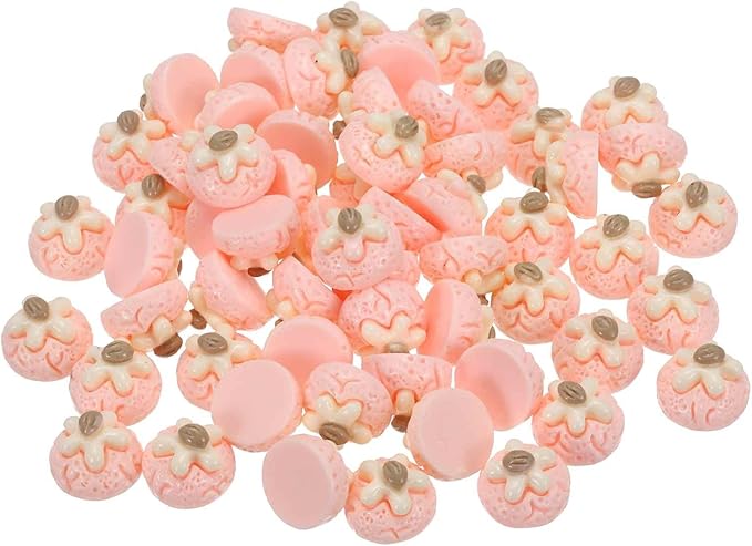 Mini Cute Peach Cookie Decor, Miniature Doll Food Crafts for Dollhouse & Landscape & Mini Kitchen & Micro Fairy Garden & DIY Craft Decorations(Pink, 60pcs)