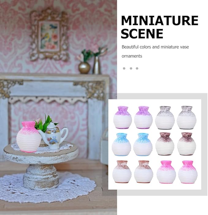Ciieeo 24 Pcs Micro Landscape Vase Small House Flower Vase Tiny Homes Miniature Model Tiny House Decorations Mini House Accessories Tiny House Accessories Trinkets Resin Doll House