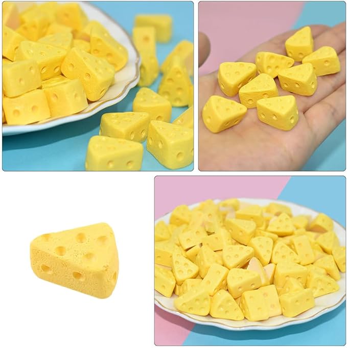 Toddmomy 40Pcs Miniatures Food Cheese Mini Plastic Fake Cheese Models Mini Simulation Food Model for Dollhouse Kitchen Decoration DIY Accessory