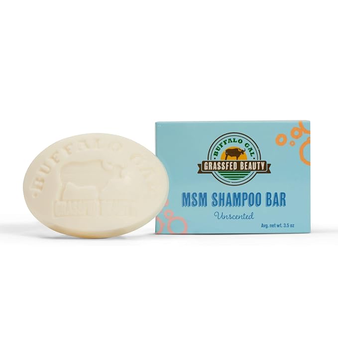 BUFFALO GAL MSM + Tallow Shampoo Bar – Hair Growth Solid Shampoo for Soft, Healthy Hair – pH Balanced, Sulfate-Free, Silicone-Free, Plastic-Free – Unscented
