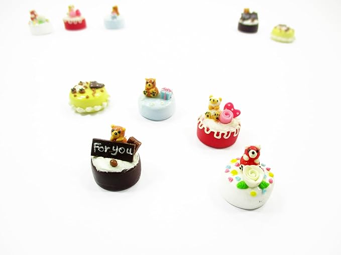 Dollhouse Miniature Food 1.5 cm 5 Mixed Tiny Bear Color Cake Dolls Bakery 15734