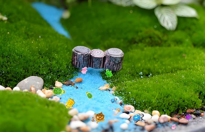 150PCS Mini Turtles Family Figurines Luminous Tiny Resin Animals Tiny Turtles for Dollhouse Fairy Garden Micro Moss Landscape Home Decor, 3 Sizes and 10 Colors (3 Sizes Turtles)