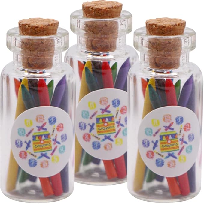 ARTIBETTER 3 Set Dollhouse Crayons Mini Brands Foodie Miniature Bottled Crayons Mini Verse Make It Food Miniatures House Bottled Plastic Cosplay School Supplies Ob11