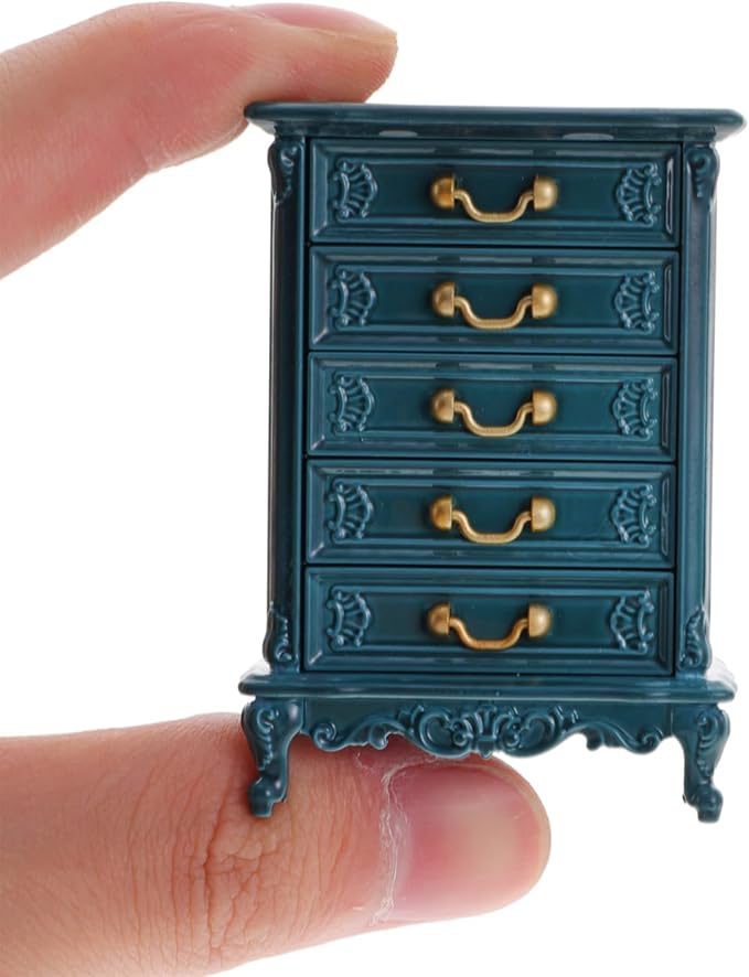 Toyvian Dollhouse Cabinet Miniature Drawer Cabinet 1:24 Scale Mini Wood Cabinet Wooden Storage Dresser for Dollhouse Furniture Pretend Play Props