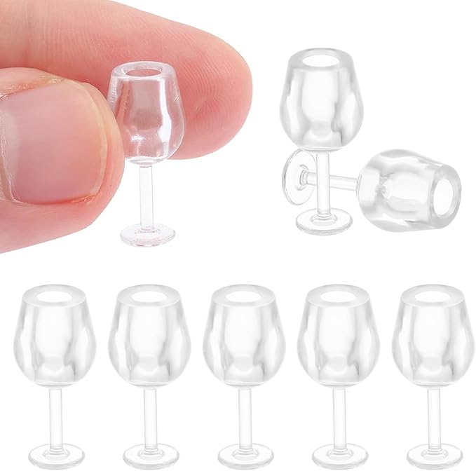NUOBESTY 10Pcs Dollhouse Miniature Wine Glasses Cocktail Mini Beer Cups 1: 12 Scale Drinking Water Cups Model for Dollhouse Food Kitchen Bar Decor Photography Props (White)
