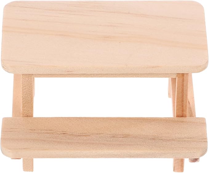 Dollhouse Furniture Mini Wooden Table Model 1:12 Doll House Picnic Table Chair Tiny House Decor Dining for Doll House Kitchen Accessories