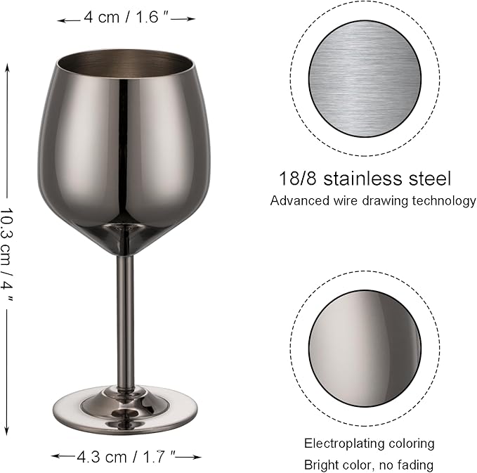 UNISWEET 2 oz Shot Glasses, Stainless Steel Shot Glasses, Mini Wine Glass Perfect for Tasting Brandy,Suitable for family dinner party, party supplies, bar tools, gifts(set of 2) (Black)