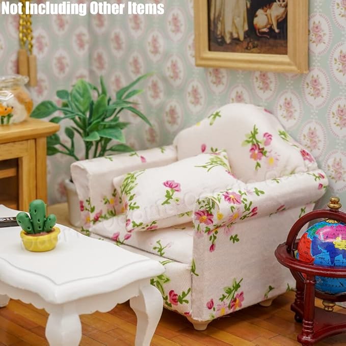 Odoria 1/12 Miniature Chair Armchair Dollhouse Furniture Accessories, White