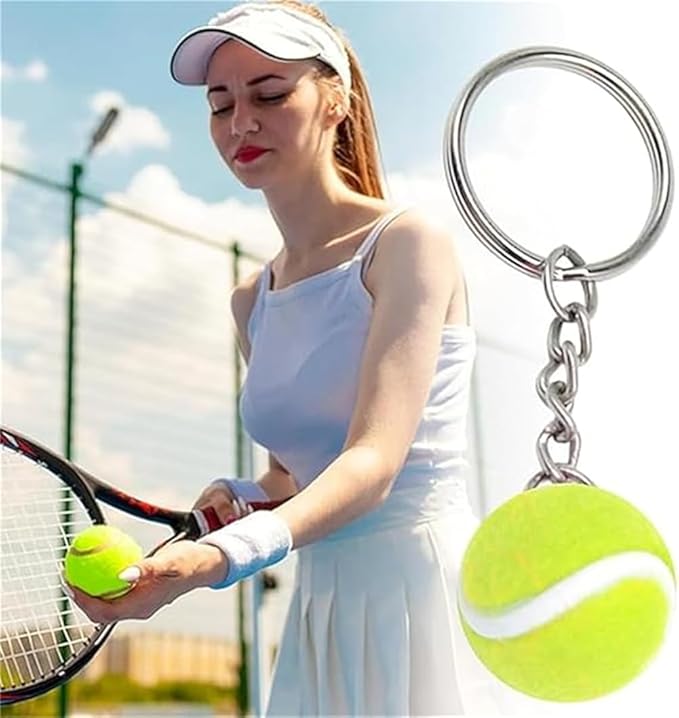 MDFREL 3D Mini Tennis Ball Keychain Sports Keychain Tennis Ball Pendant Keyring Car Key Ring Sport Key Chain Tennis Ball Keyrings Bag Pendants for Sport Lovers Kids Party Favors