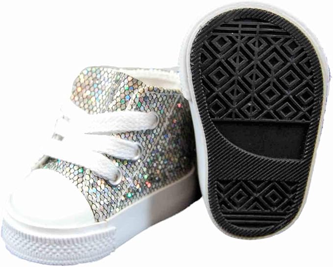 The Queen's Treasures 18 Inch Doll Clothing Shoes, Silver High Top Sneaker, Compatible for Use with American Girl Dolls and Clothes