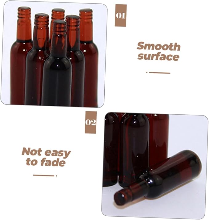 OFFIGAM 24pcs Miniature Wine Bottles for Doll House Decor Realistic Resin Beer Bottles