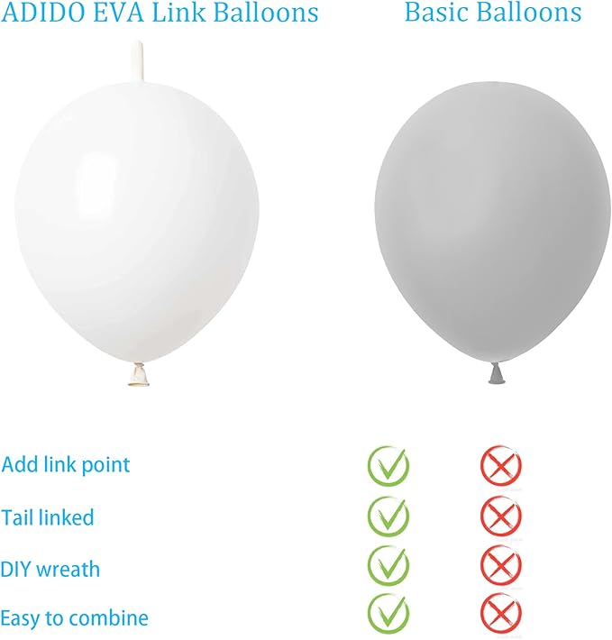 ADIDO EVA Link Balloons White 12 Inch Quick Link Latex Balloon 80 Pcs for Wedding, Baby Shower, Birthday, Bridal Shower, Halloween, Christmas, Party Festival Decorations