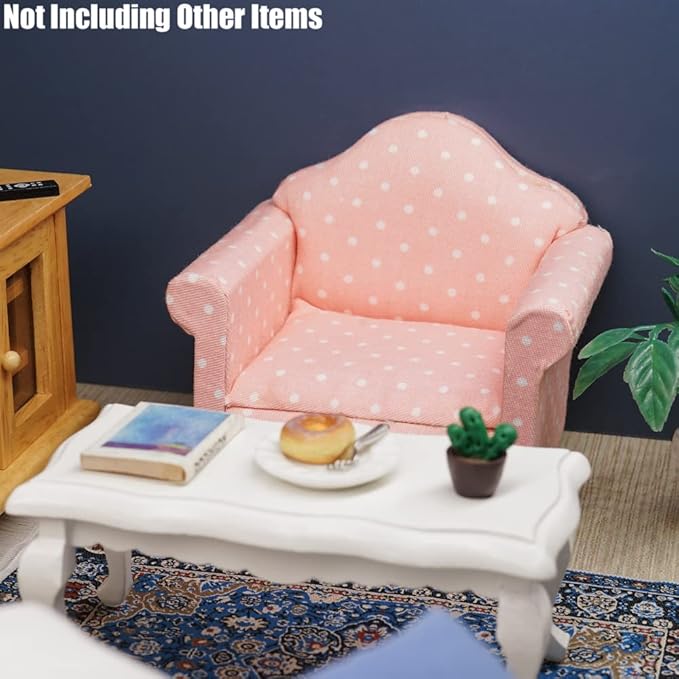 Odoria 1/12 Miniature Chair Armchair Dollhouse Furniture Accessories, Dots