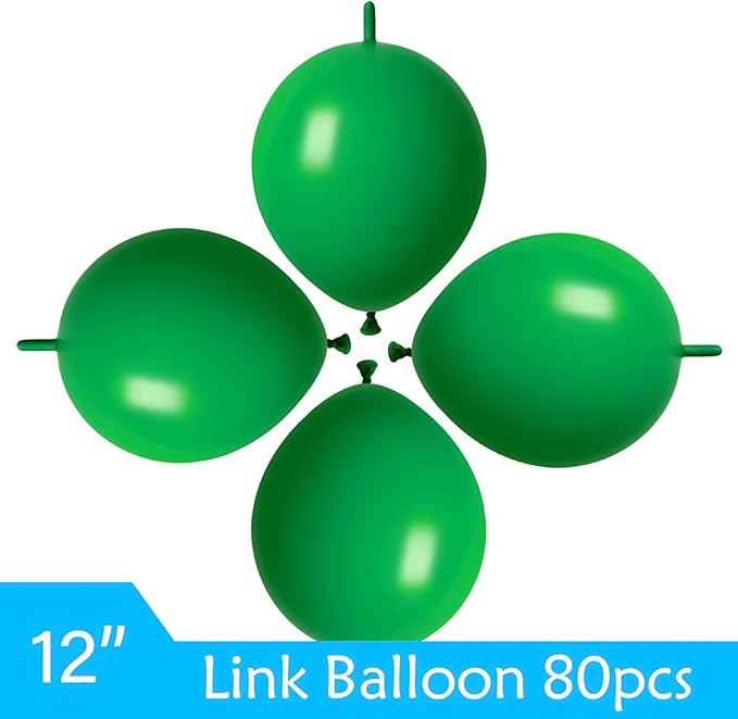 ADIDO EVA Link Balloons Dark Green 12 Inch Latex Quick Linkale Balloon 80 Pcs for Birthday, Halloween, Christmas, Party Festival Decorations