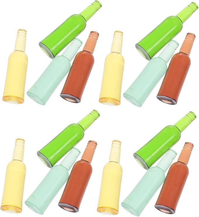 LRXIYODE 24pcs Miniature Wine Bottles for Dollhouse Decor Resin Mini Bottle Models Accessories for Miniature House Scenes and Craft Projects