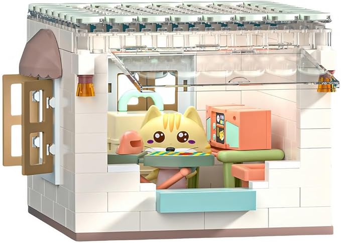 kvlidvo Koko's Cat Town DIY Miniature House Kit,Tiny House Laundry Room Building Kits,Purrfect Dollhouse with 251PCS,Gift for Cat Lovers Teens Kids Ages 3+. Purr-FECT Gift! (HY-120A4)