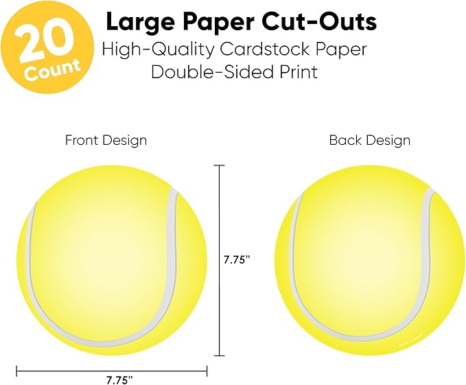 Big Dot of Happiness Tennis Large Cut-Outs, Tennis Ball Decorations, DIY Tennis Ball Large Party Essentials, Set of 20