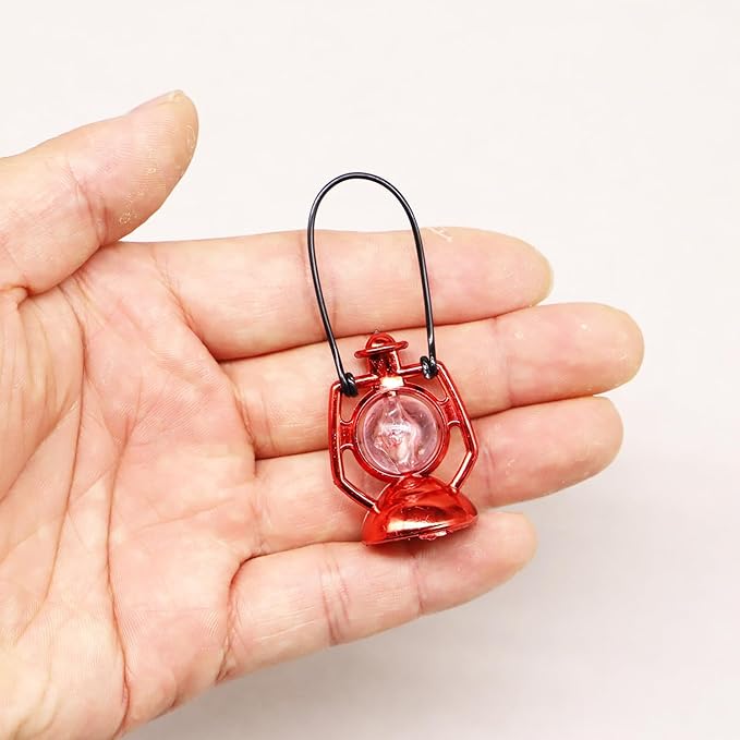 Miniature Lantern, Dollhouse Lantern, Halloween Miniatures Lantern, Fairy Garden Lantern, Outdoor Lamp Light, Dollhouse Porch Light, for Christmas Miniatures, Diorama, Terrarium (3PCS)