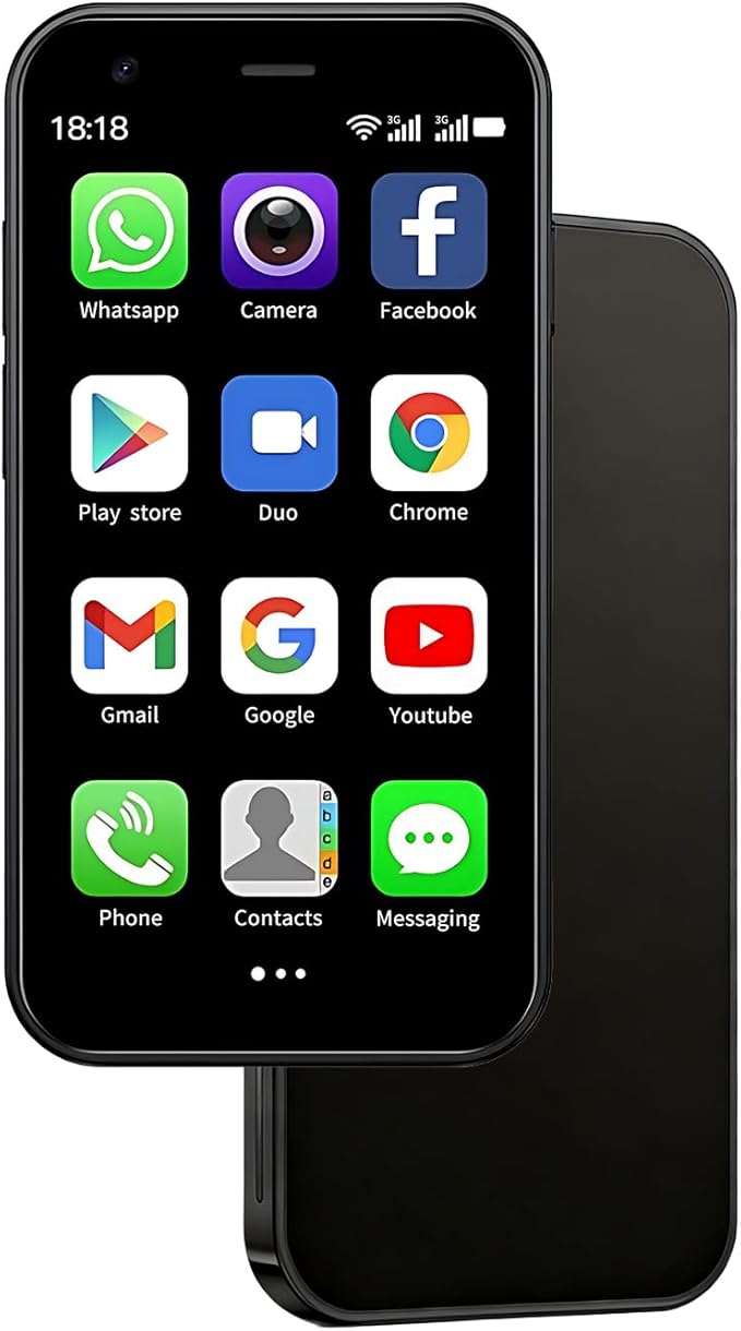 Mini Phone, 3.0 Inch Android Dual Camera Dual SIM, Mini Smartphone Unlocked, Face lD/WiFi/Bluetooth, Palm Phone for Kids, Student Pocket Cellphone,2GB +32GB (Magic Black)