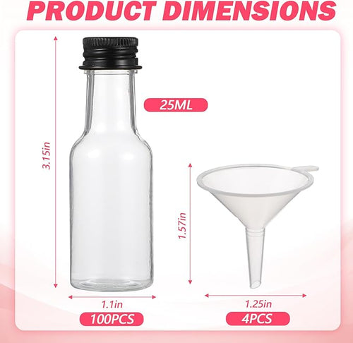 100 Pcs Mini Liquor Bottles Plastic Mini Salad Dressing Bottle Christmas Small Shooter Alcohol Holders with Cap Wine Hot Sauce(0.8 Oz,Black)