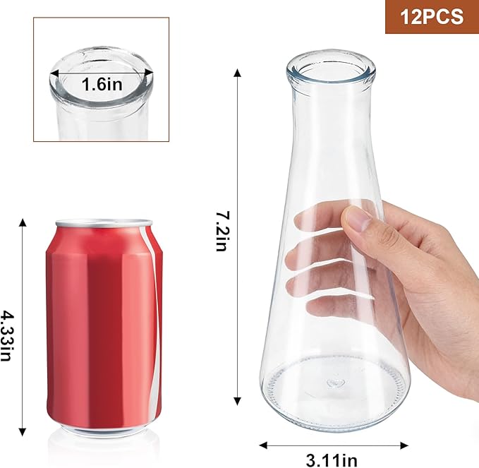 12pcs Glass Bud Vases for Centerpieces, Clear Small Flower Vases Wedding Table Decor for Wedding Decorations Indoor Home Party Decorations, 7.2"